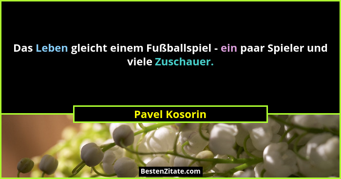 Das Leben gleicht einem Fußballspiel - ein paar Spieler und viele Zuschauer.... - Pavel Kosorin