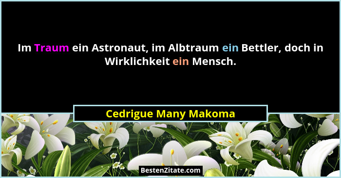Im Traum ein Astronaut, im Albtraum ein Bettler, doch in Wirklichkeit ein Mensch.... - Cedrigue Many Makoma