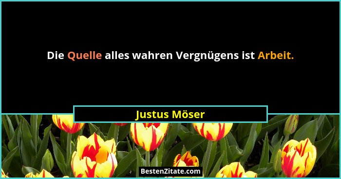 Die Quelle alles wahren Vergnügens ist Arbeit.... - Justus Möser