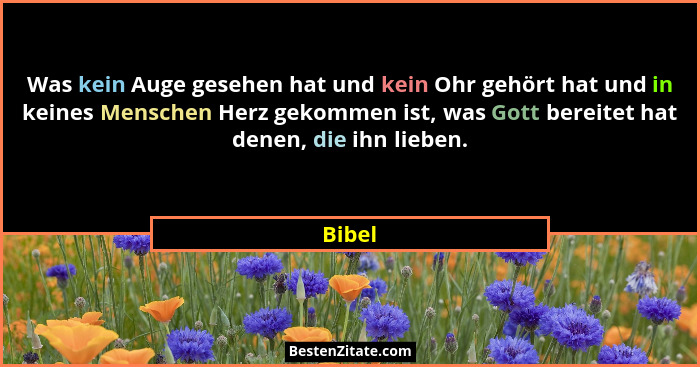 Was kein Auge gesehen hat und kein Ohr gehört hat und in keines Menschen Herz gekommen ist, was Gott bereitet hat denen, die ihn lieben.... - Bibel