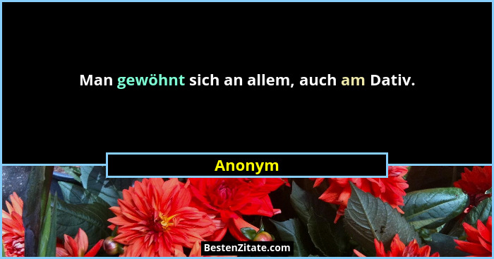 Man gewöhnt sich an allem, auch am Dativ.... - Anonym