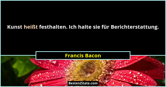Kunst heißt festhalten. Ich halte sie für Berichterstattung.... - Francis Bacon