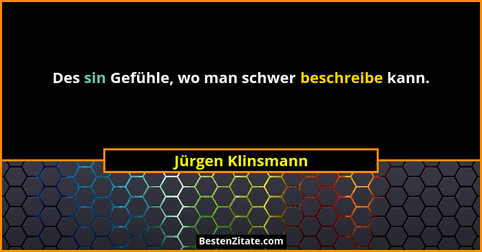 Des sin Gefühle, wo man schwer beschreibe kann.... - Jürgen Klinsmann