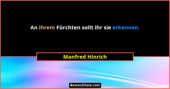 An ihrem Fürchten sollt ihr sie erkennen.... - Manfred Hinrich