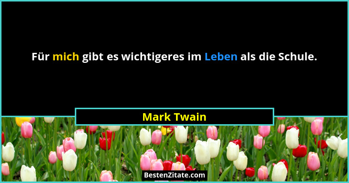 Für mich gibt es wichtigeres im Leben als die Schule.... - Mark Twain