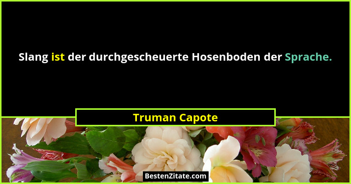 Slang ist der durchgescheuerte Hosenboden der Sprache.... - Truman Capote