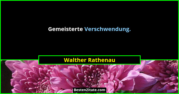 Gemeisterte Verschwendung.... - Walther Rathenau