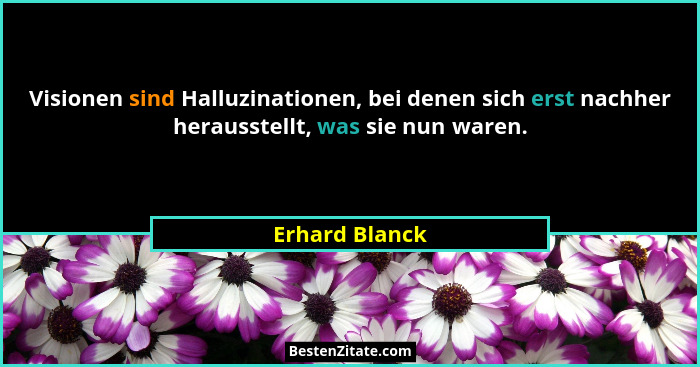 Visionen sind Halluzinationen, bei denen sich erst nachher herausstellt, was sie nun waren.... - Erhard Blanck