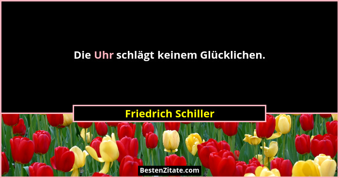 Die Uhr schlägt keinem Glücklichen.... - Friedrich Schiller