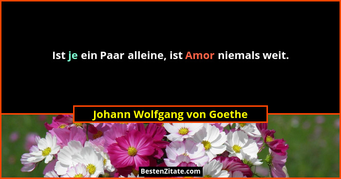 Ist je ein Paar alleine, ist Amor niemals weit.... - Johann Wolfgang von Goethe