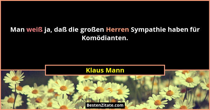 Man weiß ja, daß die großen Herren Sympathie haben für Komödianten.... - Klaus Mann