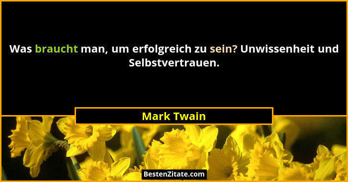 Was braucht man, um erfolgreich zu sein? Unwissenheit und Selbstvertrauen.... - Mark Twain