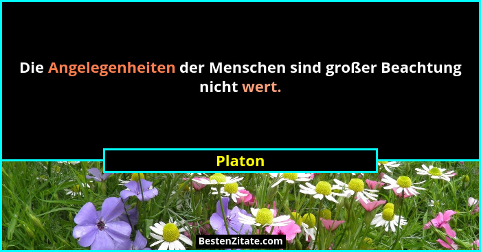 Die Angelegenheiten der Menschen sind großer Beachtung nicht wert.... - Platon
