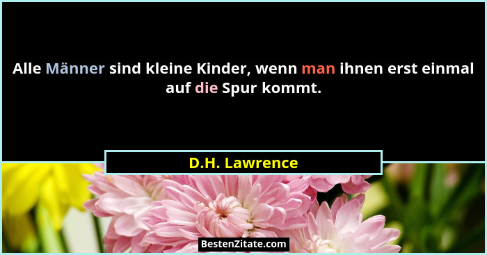 Alle Männer sind kleine Kinder, wenn man ihnen erst einmal auf die Spur kommt.... - D.H. Lawrence