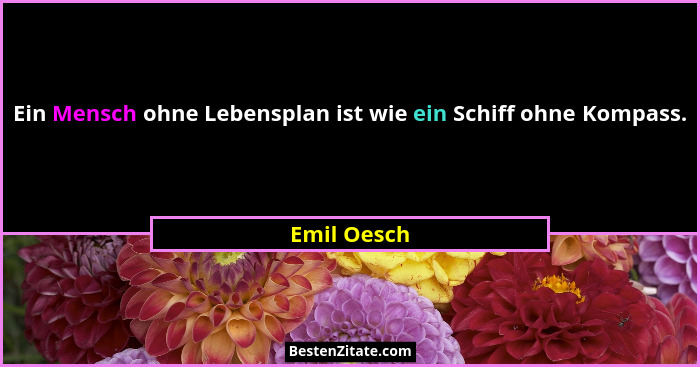 Ein Mensch ohne Lebensplan ist wie ein Schiff ohne Kompass.... - Emil Oesch