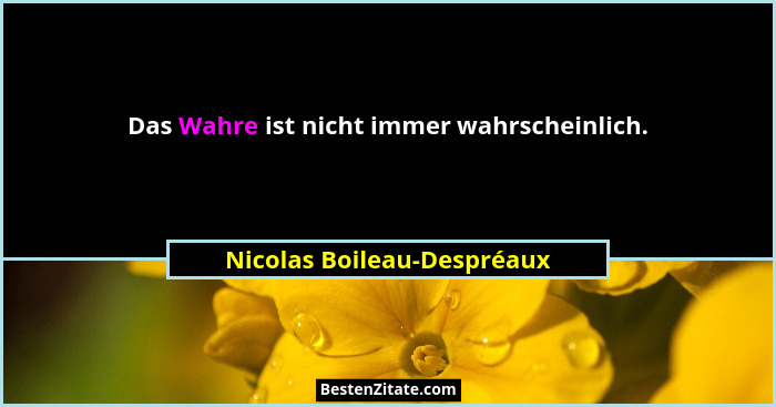 Das Wahre ist nicht immer wahrscheinlich.... - Nicolas Boileau-Despréaux