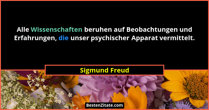 Alle Wissenschaften beruhen auf Beobachtungen und Erfahrungen, die unser psychischer Apparat vermittelt.... - Sigmund Freud