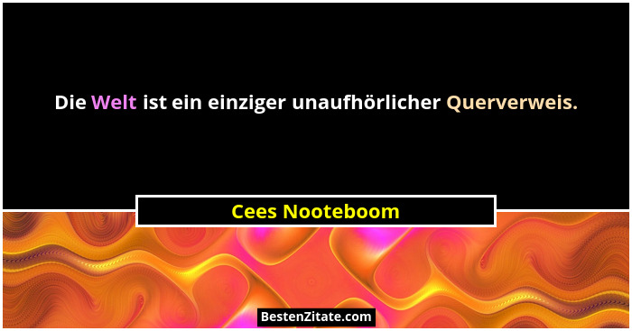 Die Welt ist ein einziger unaufhörlicher Querverweis.... - Cees Nooteboom
