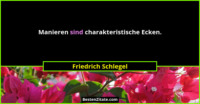 Manieren sind charakteristische Ecken.... - Friedrich Schlegel