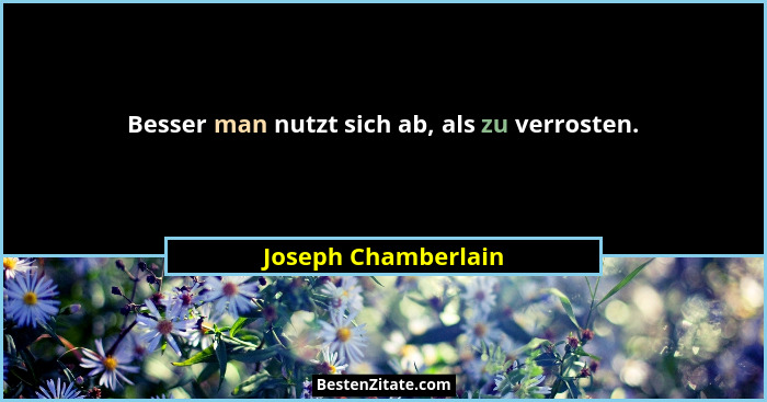 Besser man nutzt sich ab, als zu verrosten.... - Joseph Chamberlain