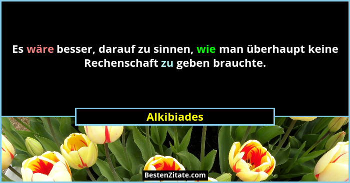 Es wäre besser, darauf zu sinnen, wie man überhaupt keine Rechenschaft zu geben brauchte.... - Alkibiades