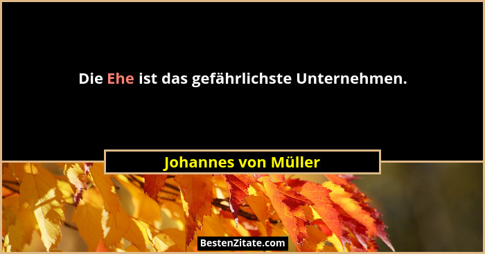 Die Ehe ist das gefährlichste Unternehmen.... - Johannes von Müller