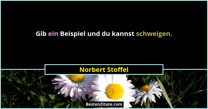 Gib ein Beispiel und du kannst schweigen.... - Norbert Stoffel