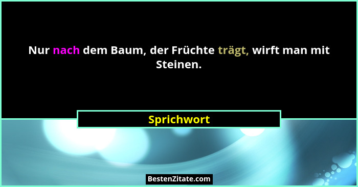 Nur nach dem Baum, der Früchte trägt, wirft man mit Steinen.... - Sprichwort