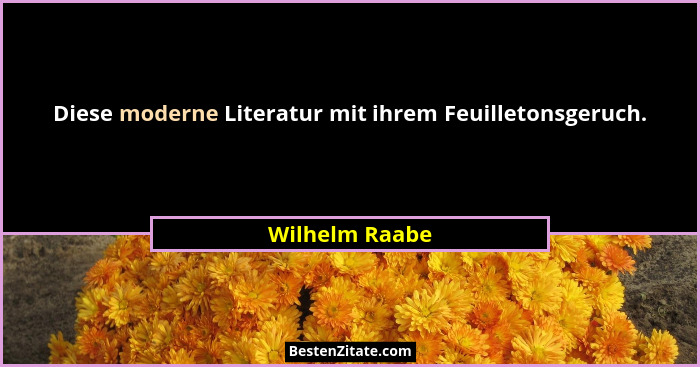 Diese moderne Literatur mit ihrem Feuilletonsgeruch.... - Wilhelm Raabe