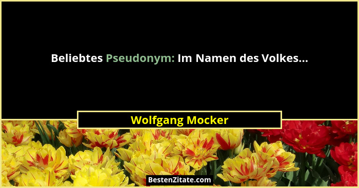 Beliebtes Pseudonym: Im Namen des Volkes...... - Wolfgang Mocker