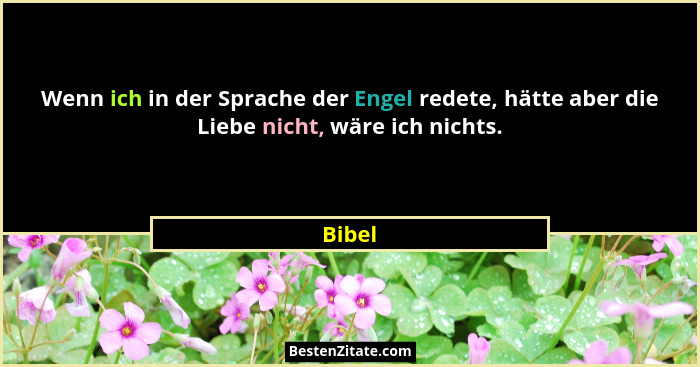 Wenn ich in der Sprache der Engel redete, hätte aber die Liebe nicht, wäre ich nichts.... - Bibel