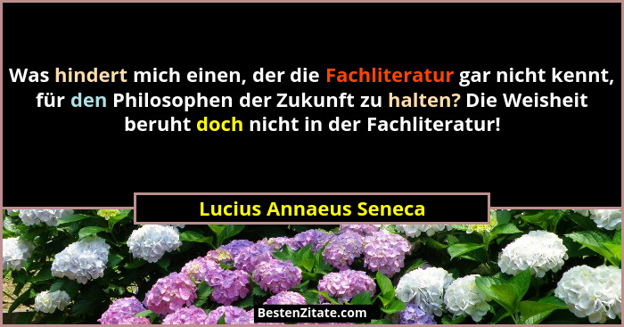 Was hindert mich einen, der die Fachliteratur gar nicht kennt, für den Philosophen der Zukunft zu halten? Die Weisheit beruht... - Lucius Annaeus Seneca