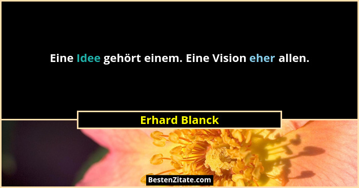 Eine Idee gehört einem. Eine Vision eher allen.... - Erhard Blanck