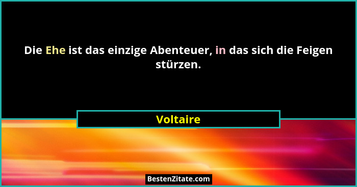 Die Ehe ist das einzige Abenteuer, in das sich die Feigen stürzen.... - Voltaire