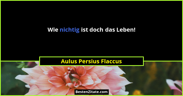 Wie nichtig ist doch das Leben!... - Aulus Persius Flaccus