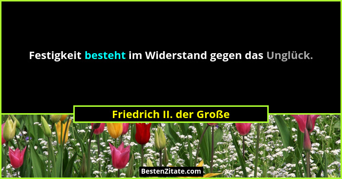 Festigkeit besteht im Widerstand gegen das Unglück.... - Friedrich II. der Große