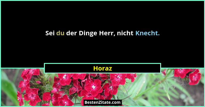 Sei du der Dinge Herr, nicht Knecht.... - Horaz