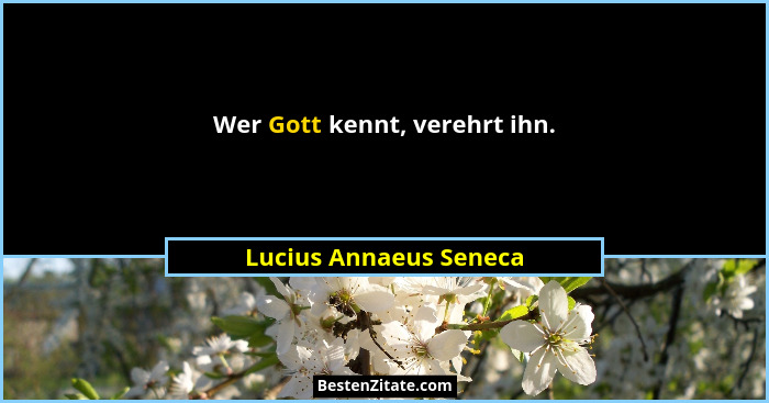 Wer Gott kennt, verehrt ihn.... - Lucius Annaeus Seneca