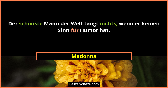 Der schönste Mann der Welt taugt nichts, wenn er keinen Sinn für Humor hat.... - Madonna