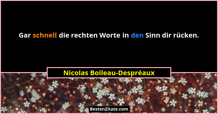 Gar schnell die rechten Worte in den Sinn dir rücken.... - Nicolas Boileau-Despréaux