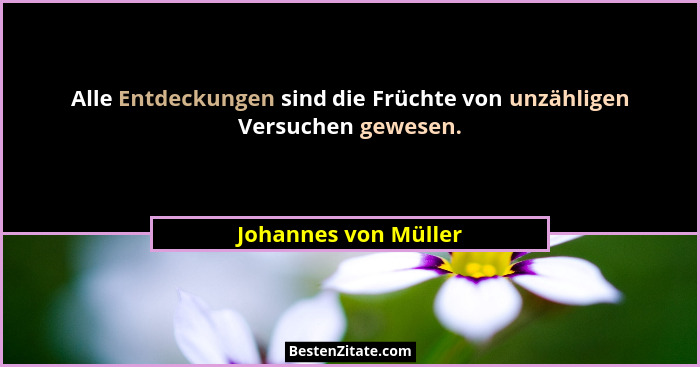 Alle Entdeckungen sind die Früchte von unzähligen Versuchen gewesen.... - Johannes von Müller
