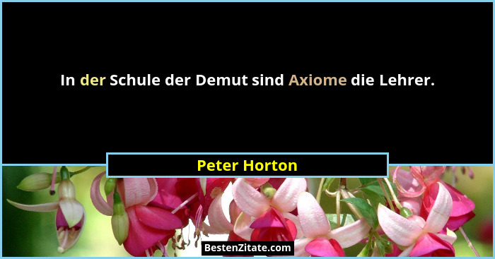 In der Schule der Demut sind Axiome die Lehrer.... - Peter Horton