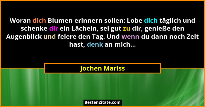 Woran dich Blumen erinnern sollen: Lobe dich täglich und schenke dir ein Lächeln, sei gut zu dir, genieße den Augenblick und feiere de... - Jochen Mariss