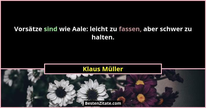 Vorsätze sind wie Aale: leicht zu fassen, aber schwer zu halten.... - Klaus Müller