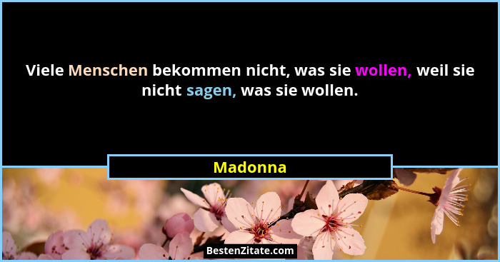 Viele Menschen bekommen nicht, was sie wollen, weil sie nicht sagen, was sie wollen.... - Madonna