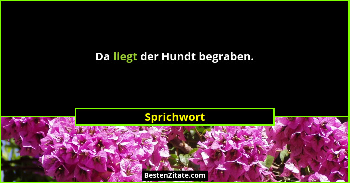 Da liegt der Hundt begraben.... - Sprichwort