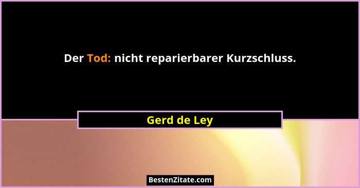 Der Tod: nicht reparierbarer Kurzschluss.... - Gerd de Ley