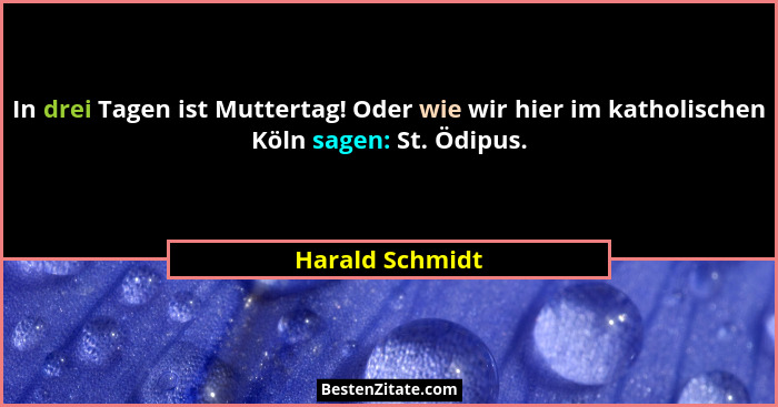 In drei Tagen ist Muttertag! Oder wie wir hier im katholischen Köln sagen: St. Ödipus.... - Harald Schmidt