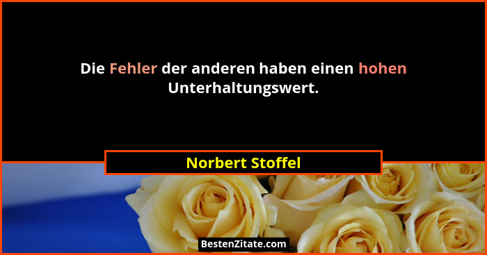 Die Fehler der anderen haben einen hohen Unterhaltungswert.... - Norbert Stoffel