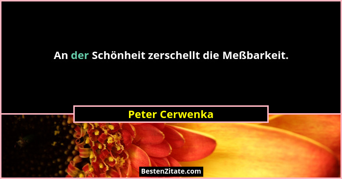 An der Schönheit zerschellt die Meßbarkeit.... - Peter Cerwenka